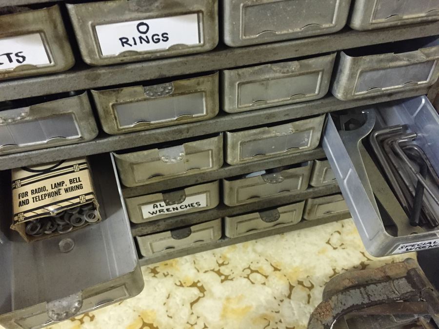 Vintage Metal Storage Cabinet Filled With Hardware And Tools [Photo 11]