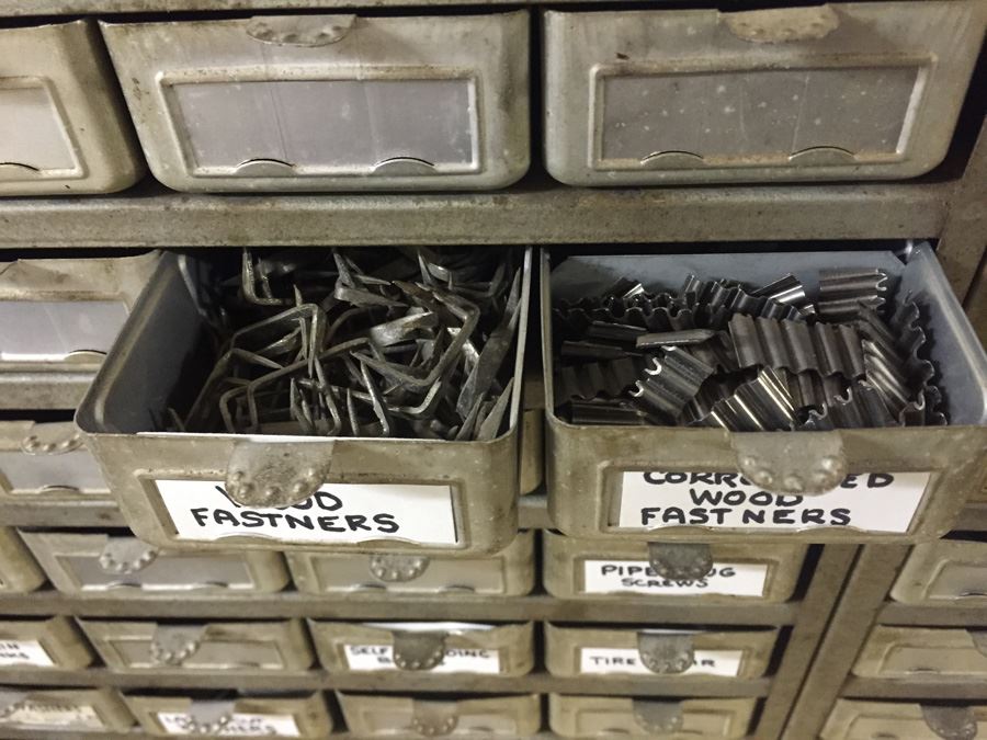 Vintage Metal Storage Cabinet Filled With Hardware And Tools [Photo 16]