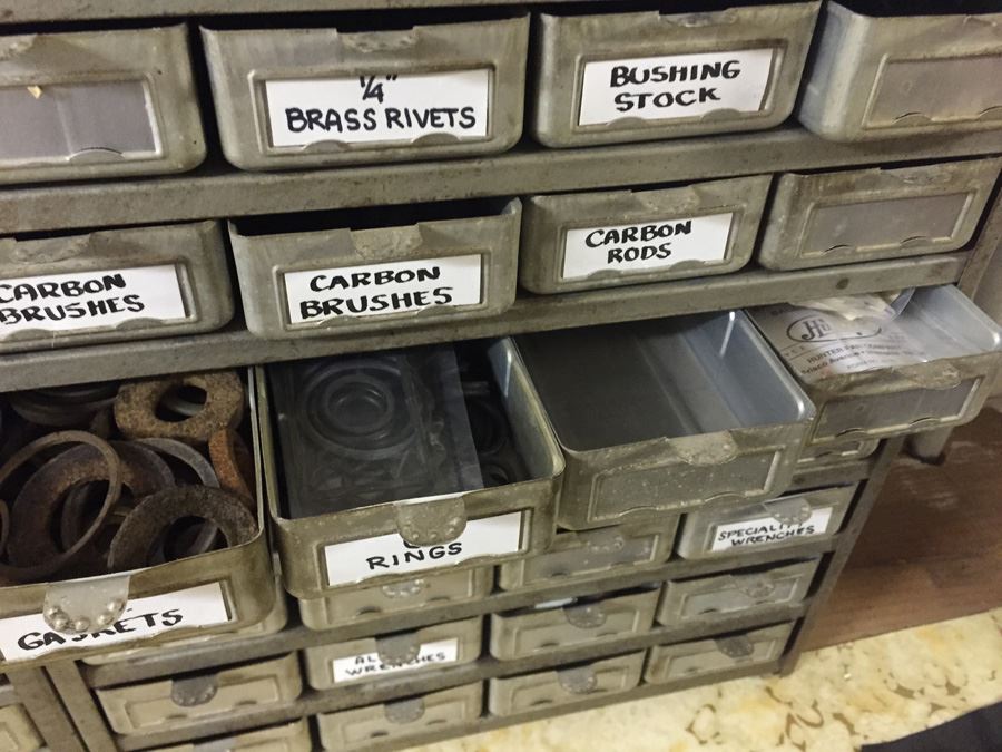 Vintage Metal Storage Cabinet Filled With Hardware And Tools [Photo 9]