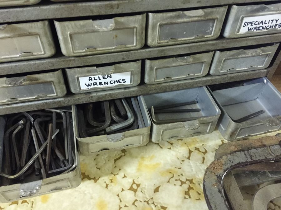 Vintage Metal Storage Cabinet Filled With Hardware And Tools [Photo 13]
