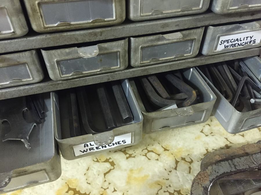 Vintage Metal Storage Cabinet Filled With Hardware And Tools [Photo 12]