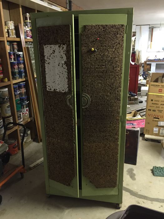 Vintage Green Storage Cabinet On Casters