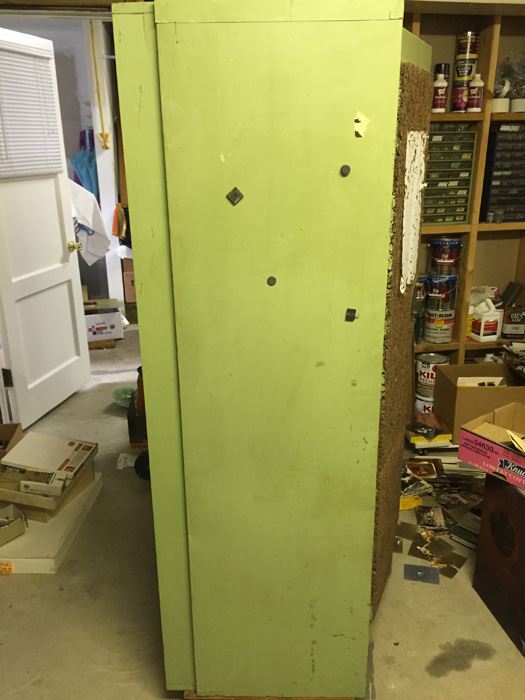 Vintage Green Storage Cabinet On Casters [Photo 7]
