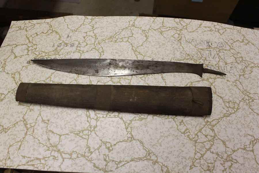 Vintage Knife Blade With Wooden Sheath Missing Handle [Photo 2]