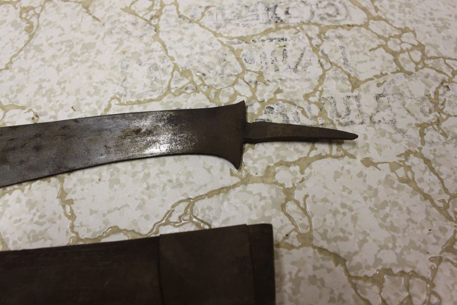 Vintage Knife Blade With Wooden Sheath Missing Handle [Photo 3]