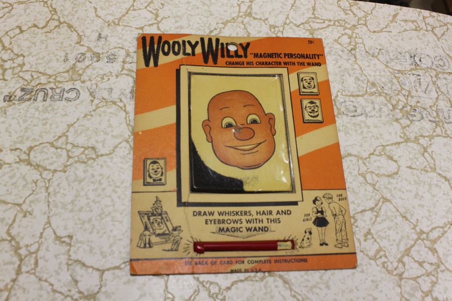 Vintage Wolly Willy Magnetic Toy Draw Hair With Magic Wand