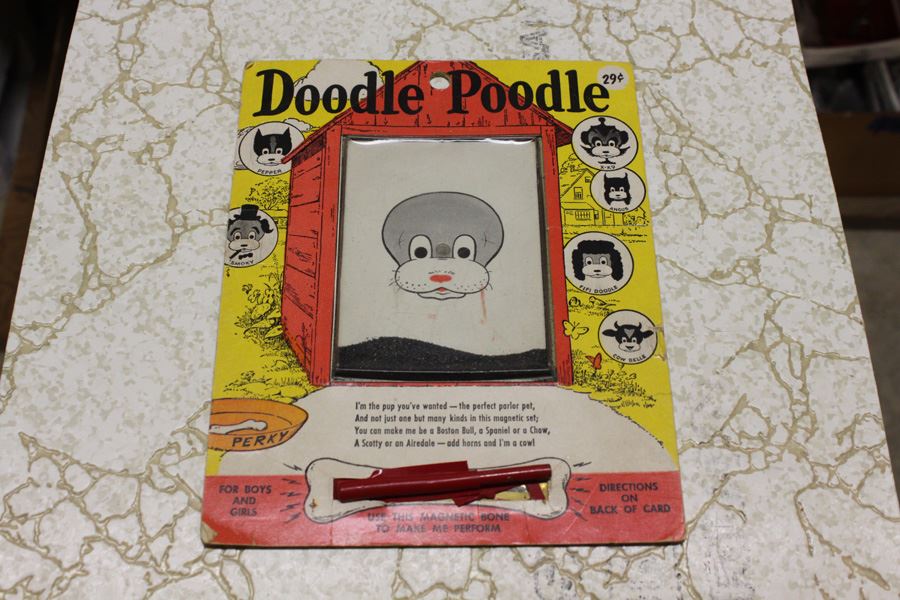 Vintage Doodle Poodle Magnetic Toy Draw With Magic Wand