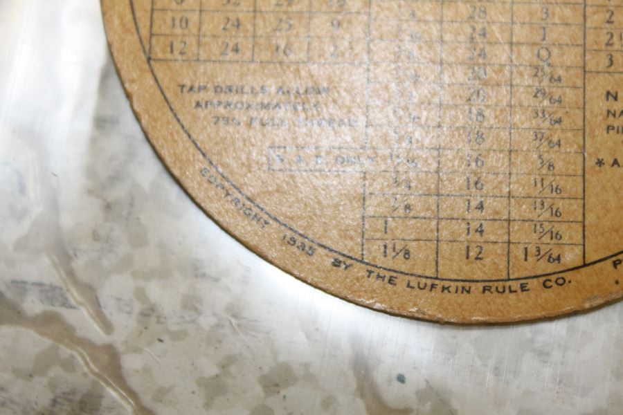 1935 Lufkin Tools Wheel For Determining Size Of Tap [Photo 3]