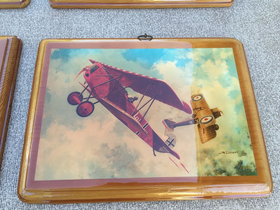 (4) J B Deneen Aviation Prints Mounted On Wood [Photo 11]
