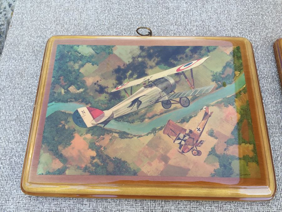 (4) J B Deneen Aviation Prints Mounted On Wood [Photo 5]