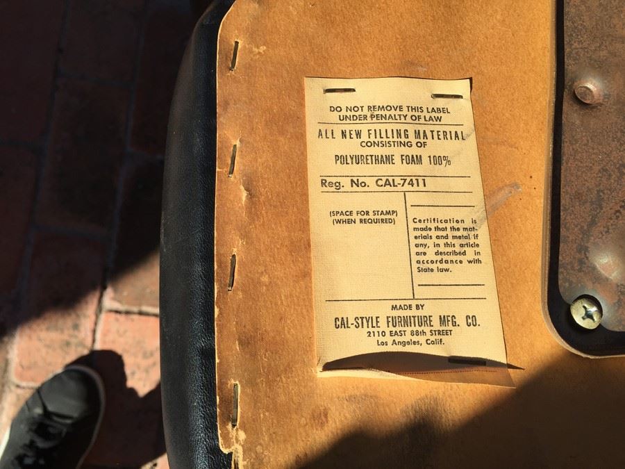 Mid-Century Modern Cal-Style Furniture Black Naugahyde Swivel Chair [Photo 7]