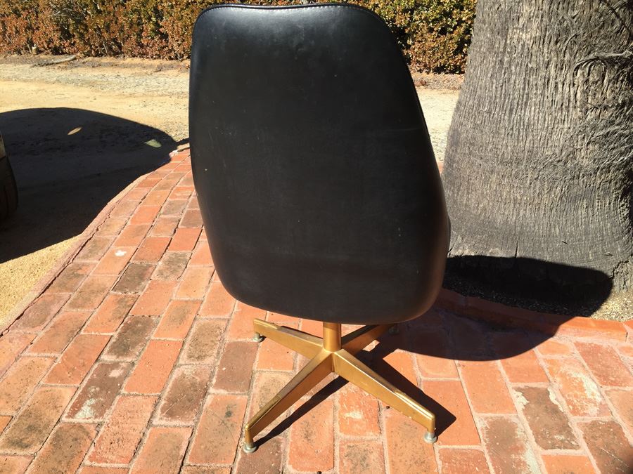 Mid-Century Modern Cal-Style Furniture Black Naugahyde Swivel Chair [Photo 5]