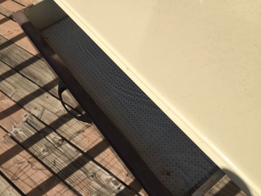 Vintage Porcelain Enamel Kitchen Table With Drawer [Photo 5]