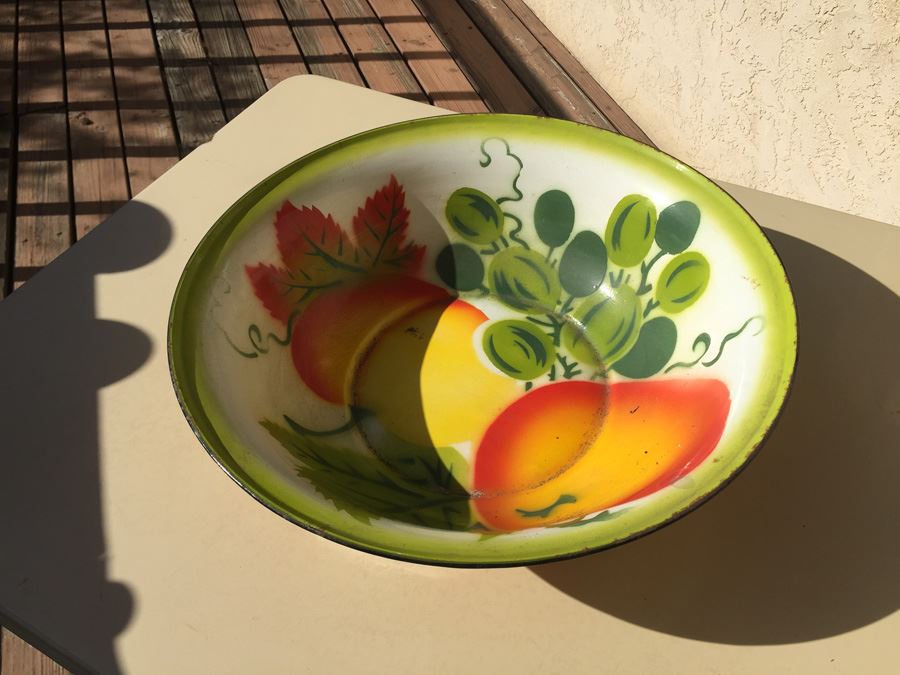 Vintage Metal Painted Bowl