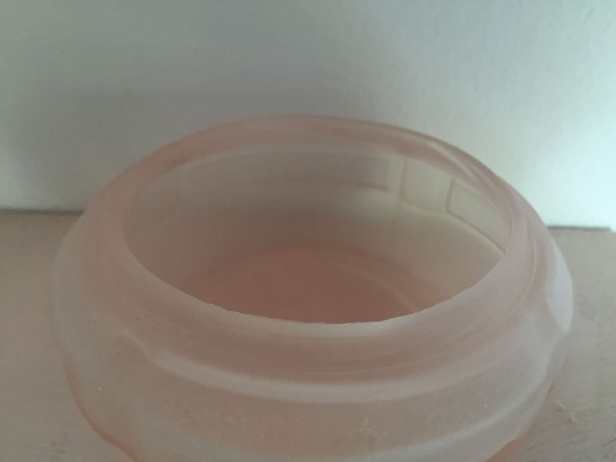 Vintage Art Deco L E Smith Annette Pink Satin Glass Powder Jar Woman Dogs [Photo 8]