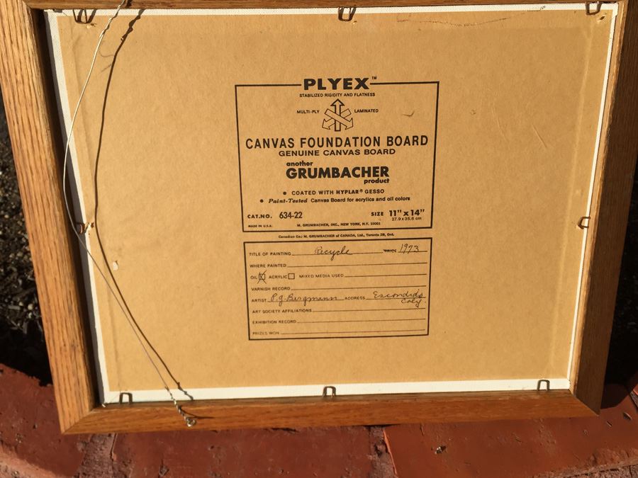 P. G. Bergmann Original Oil Painting Bear With Cubs In Nature 1973 Titled Recycle [Photo 9]