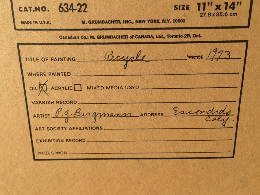 P. G. Bergmann Original Oil Painting Bear With Cubs In Nature 1973 Titled Recycle [Photo 10]