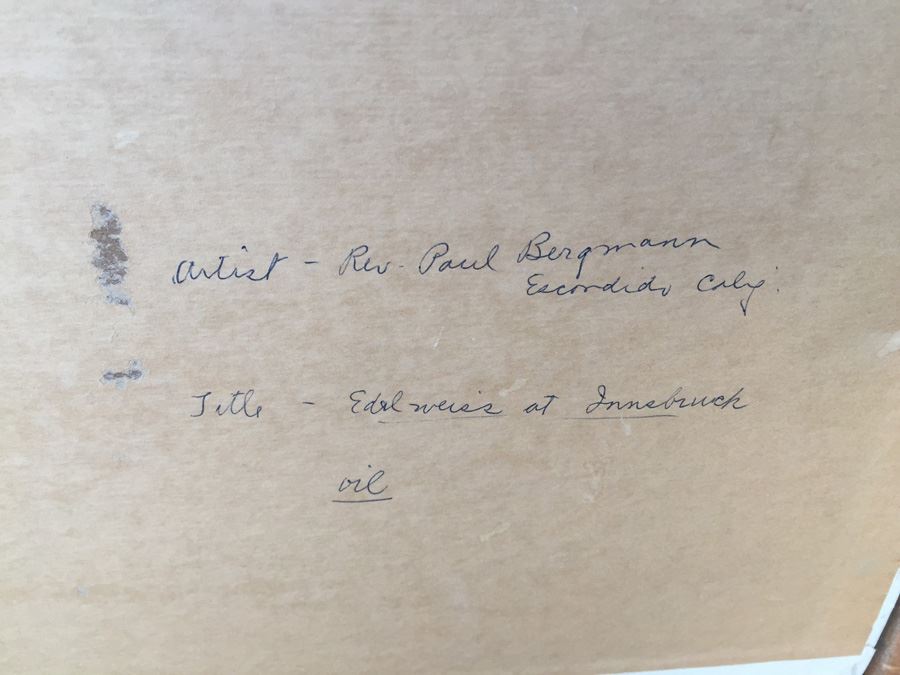 P. G. Bergmann Original Oil Painting Titled Edelweiss At Innsbruck [Photo 10]