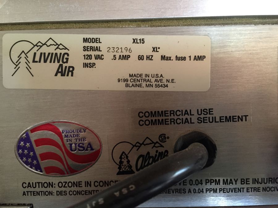 LIVING AIR Purifier Model XL15 [Photo 7]