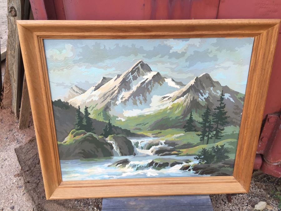 Vintage Paint By Numbers Mountain Scene