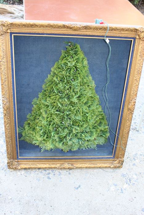 Framed Lighted Christmas Tree With Box Full Of Hand Made Decorations For Tree [Photo 1]