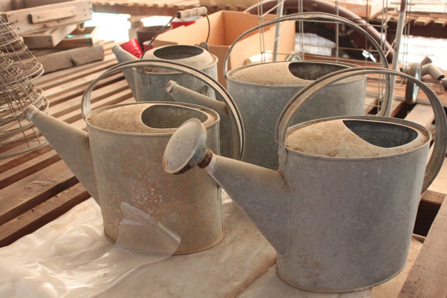 (4) Vintage Galvanized Metal Watering Cans [Photo 1]