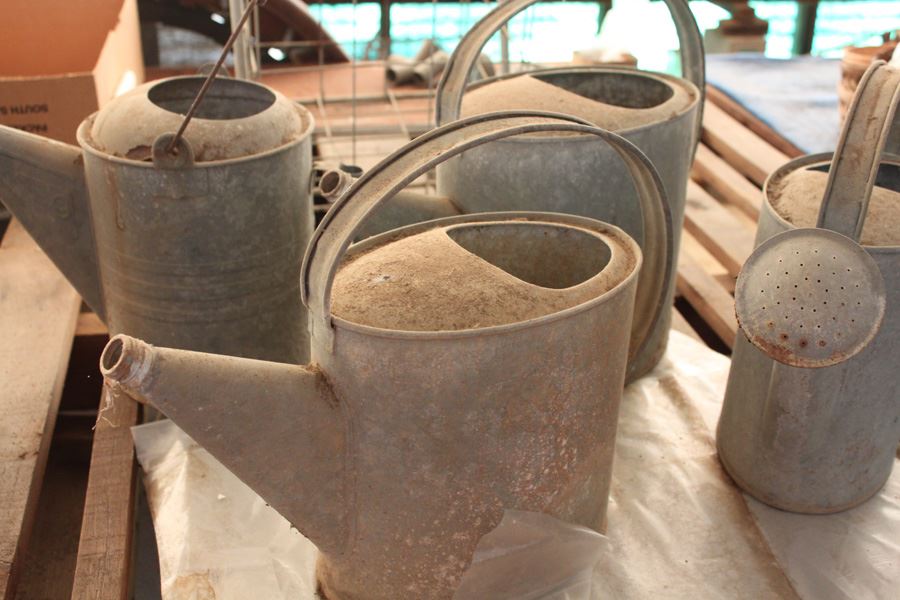 (4) Vintage Galvanized Metal Watering Cans [Photo 2]