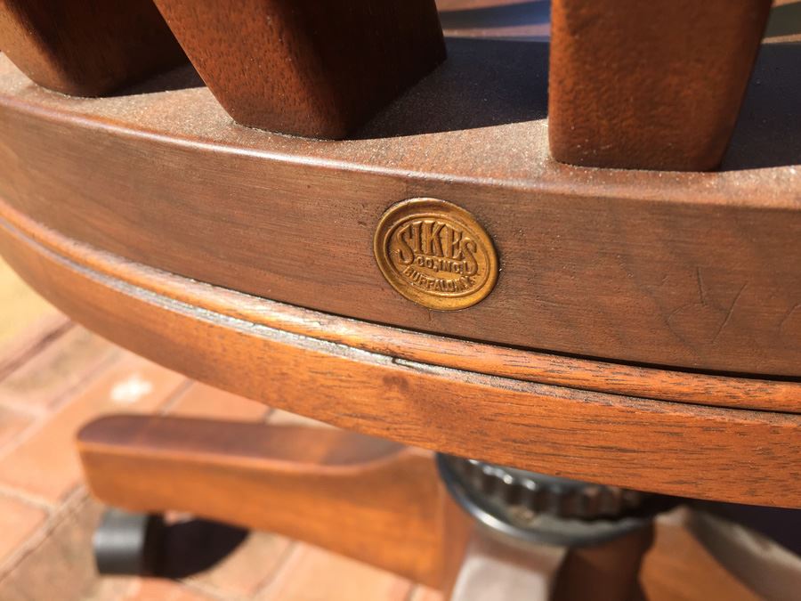 Vintage Sikes Wooden Arm Chair On Casters [Photo 3]