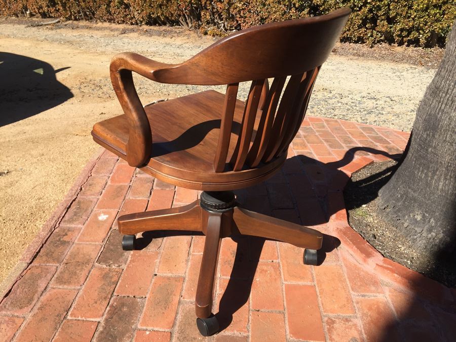 Vintage Sikes Wooden Arm Chair On Casters