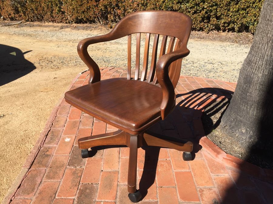 Vintage Sikes Wooden Arm Chair On Casters