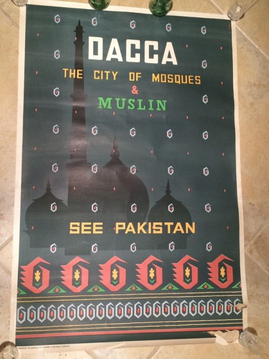 Original Pakistan Vintage Travel Poster - Dacca