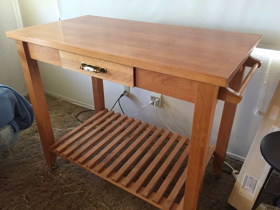 Large Wooden Kitchen Island on Casters [Photo 5]