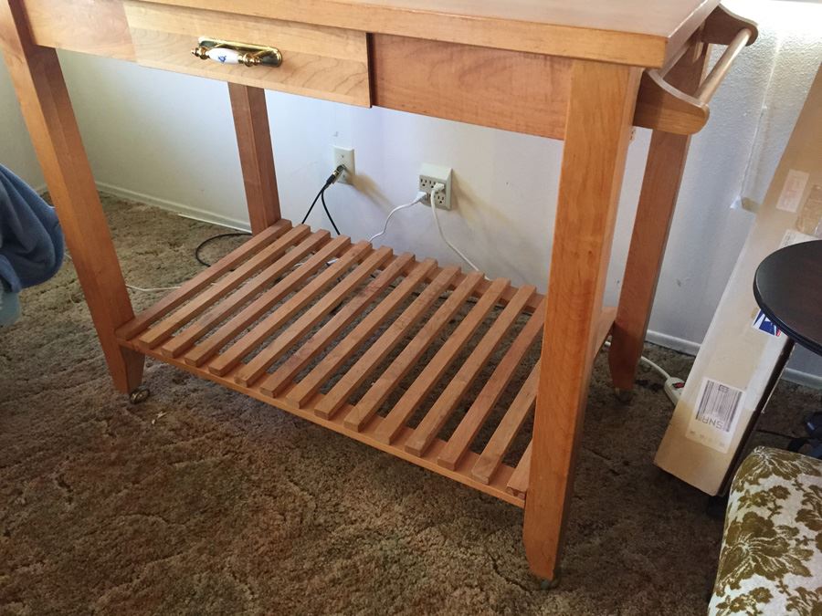 Large Wooden Kitchen Island on Casters [Photo 3]