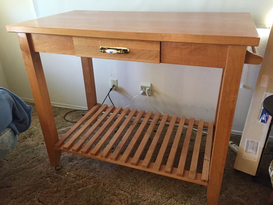 Large Wooden Kitchen Island on Casters [Photo 4]