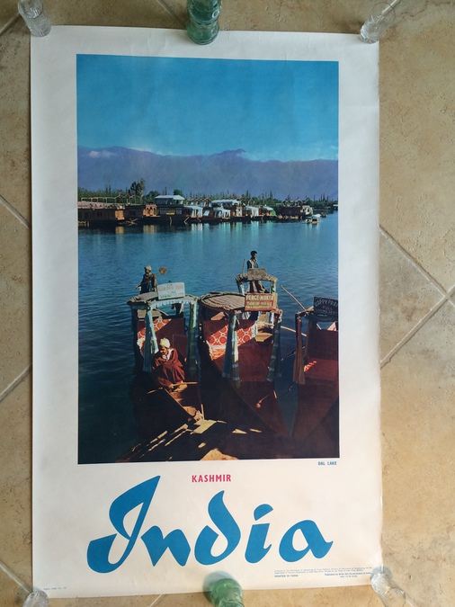 Original Vintage India Travel Poster- Kashmir, India