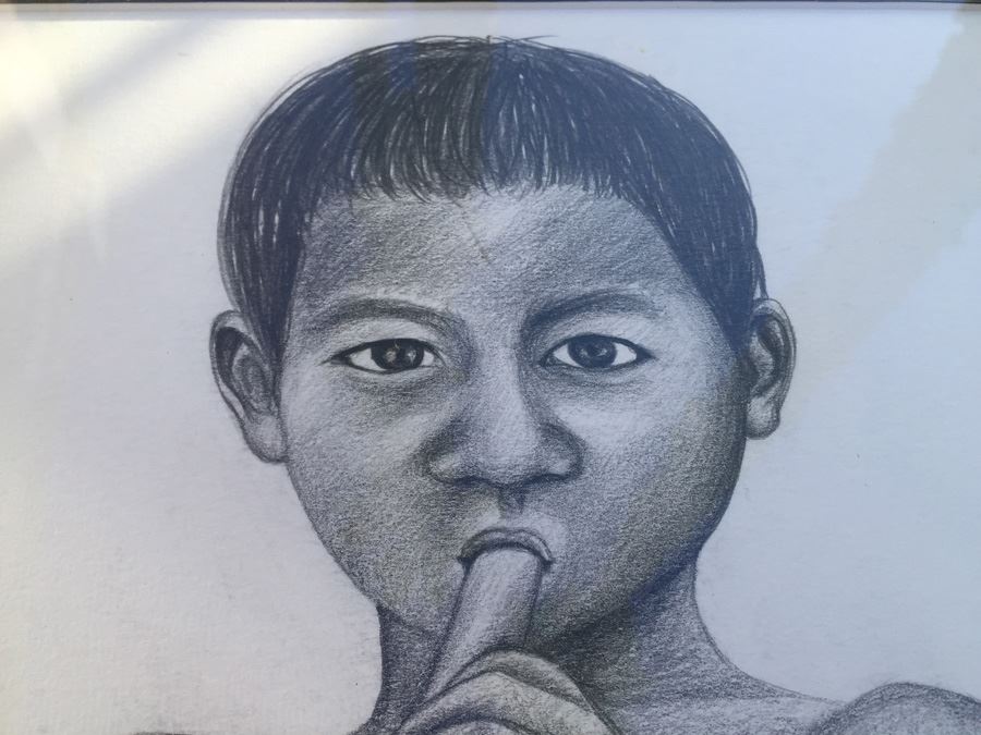 Framed Original Pencil Drawing By Rin Yame Cambodia [Photo 5]