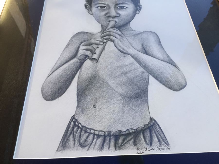 Framed Original Pencil Drawing By Rin Yame Cambodia [Photo 2]