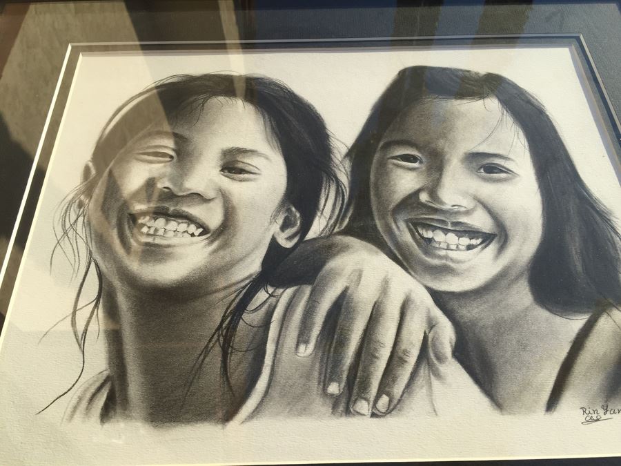 Framed Original Pencil Drawing By Rin Yame Cambodia [Photo 4]
