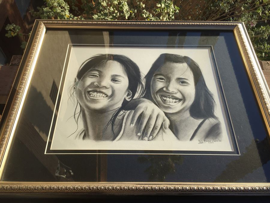 Framed Original Pencil Drawing By Rin Yame Cambodia [Photo 1]