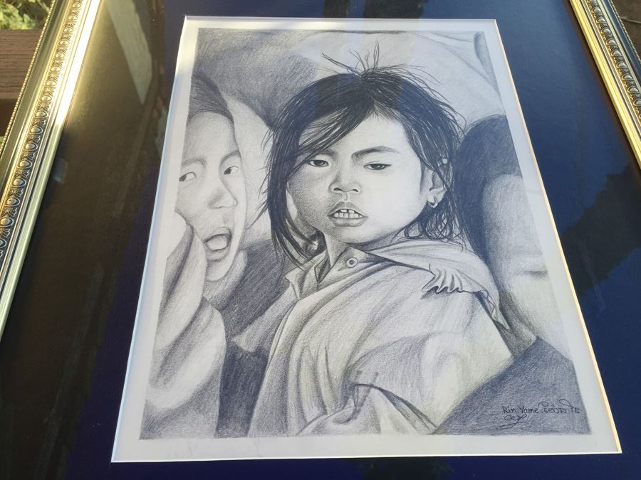 Framed Original Pencil Drawing By Rin Yame Cambodia [Photo 6]