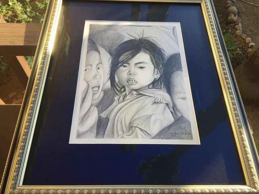 Framed Original Pencil Drawing By Rin Yame Cambodia [Photo 1]