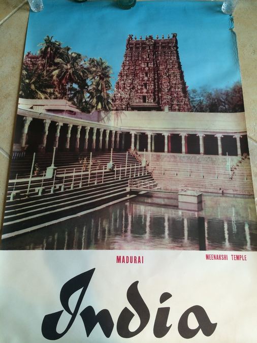 Original Vintage India Travel Poster- Madurai, Meenakshi Temple [Photo 4]