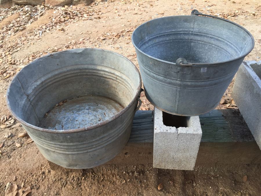 Pair Of Large Galvanized Buckets [Photo 2]