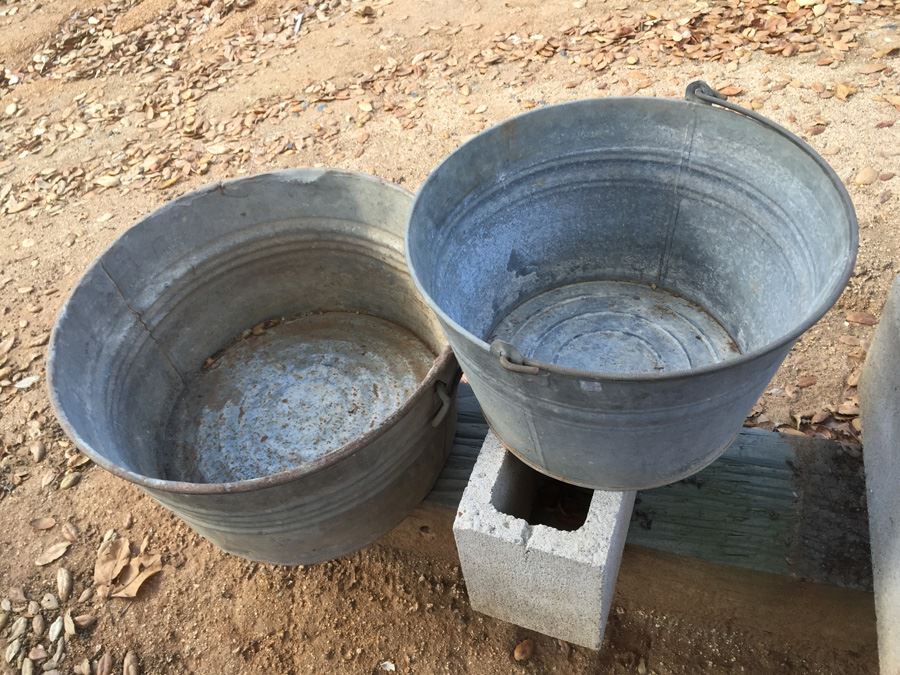 Pair Of Large Galvanized Buckets [Photo 1]