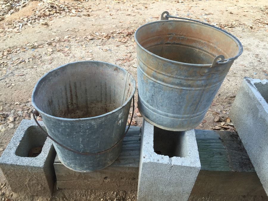 Pair Of Vintage Galvanized Buckets
