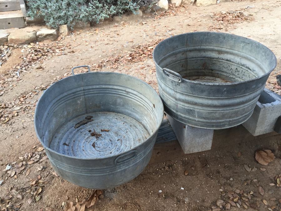 Pair Of Large Vintage Galvanized Wash Tubs [Photo 2]