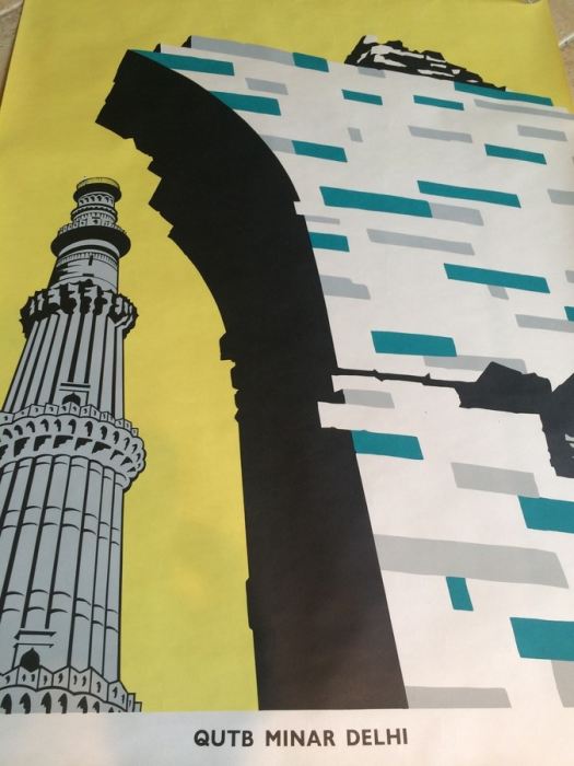 Original Vintage India Travel Poster - Qutb Minar Delhi 1959 [Photo 6]