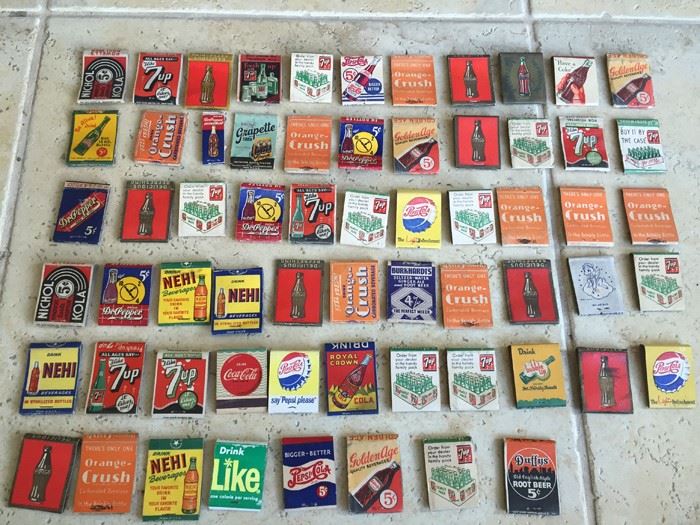 Vintage 1930's 1940's Soda Pop Coke Pepsi Advertising Matches Match Collection