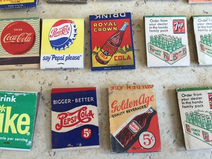 Vintage 1930's 1940's Soda Pop Coke Pepsi Advertising Matches Match ...