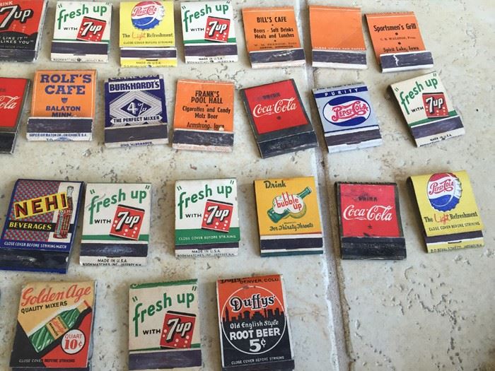 Vintage 1930's 1940's Soda Pop Coke Pepsi Advertising Matches Match ...